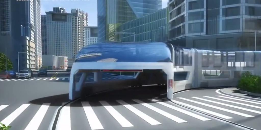 Chinas Futuristic Bus Allows Cars To Pass Underneath Its Carriages