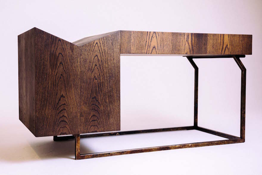 Zulu and Ndebele patterns on solid wood desks Design Indaba