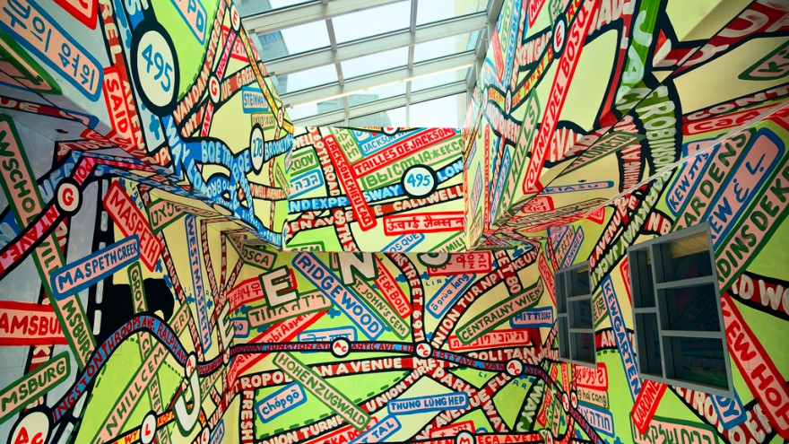 Paula Scher mural at Queens Metropolitan Campus