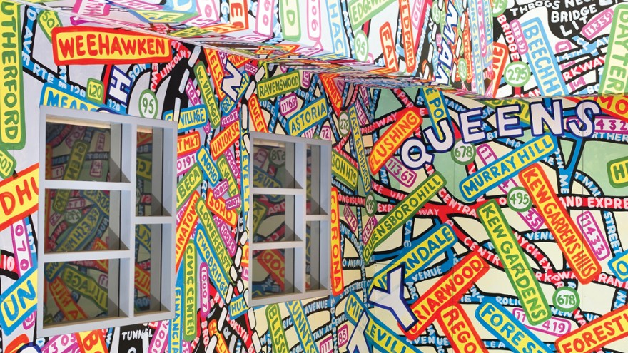 Paula Scher mural at Queens Metropolitan Campus