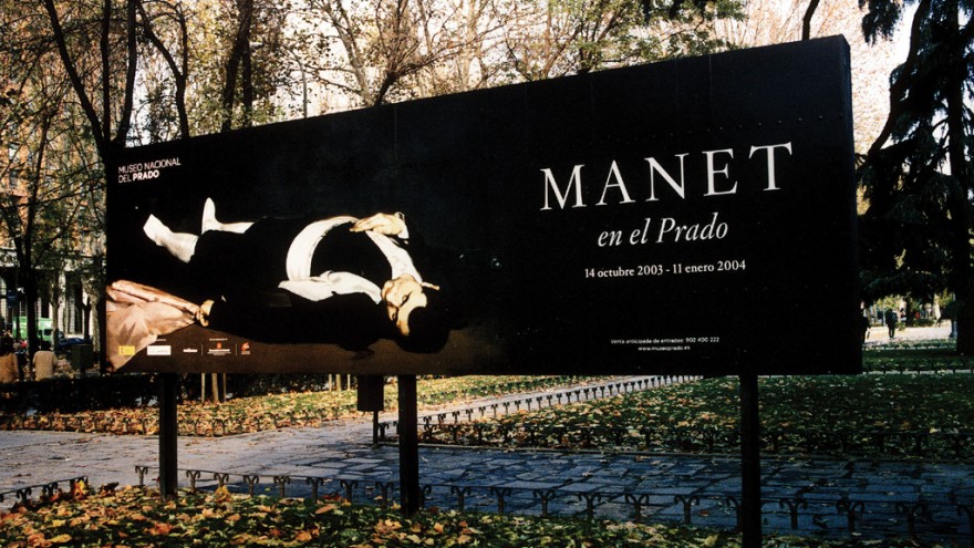 Manet exhibition billboard for Prado Museum in Barcelona, Spain. Courtesy of Fer