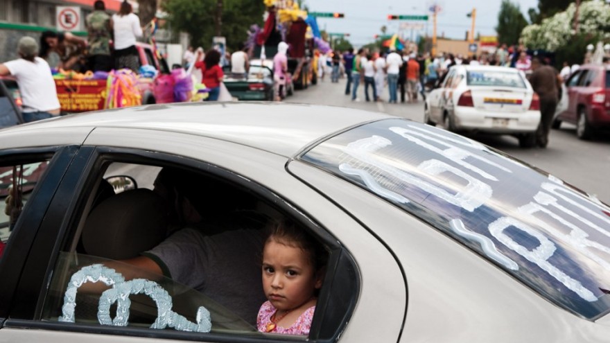 A young girl takes part in her first Gay Pride march in Ciudad Juárez. These eve