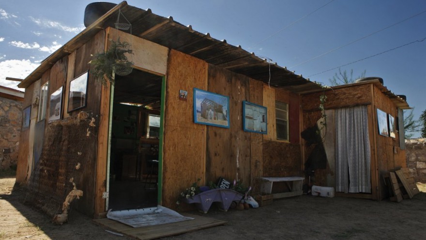 The travelling Nuestra Casa installation. An informal house typical to the area 