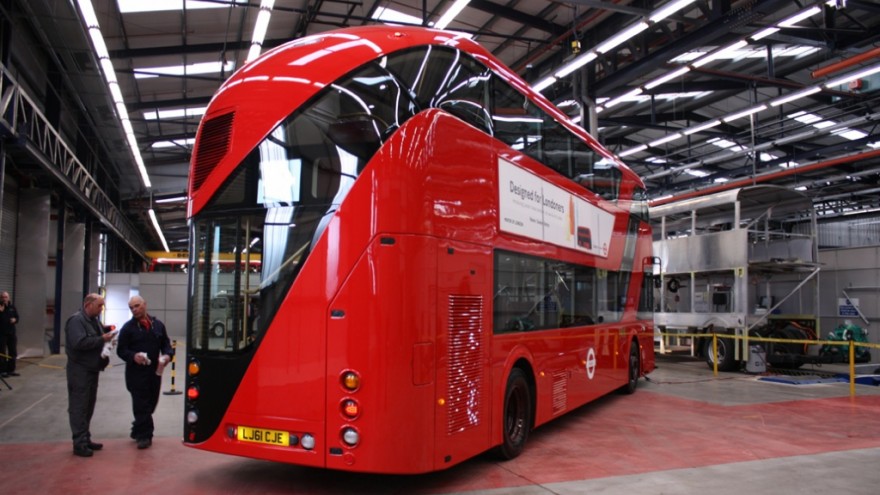 London hybrid double-decker bus. 