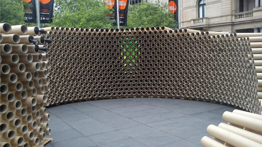 Cardboard tube pavilion. Photo via inhabitat. 