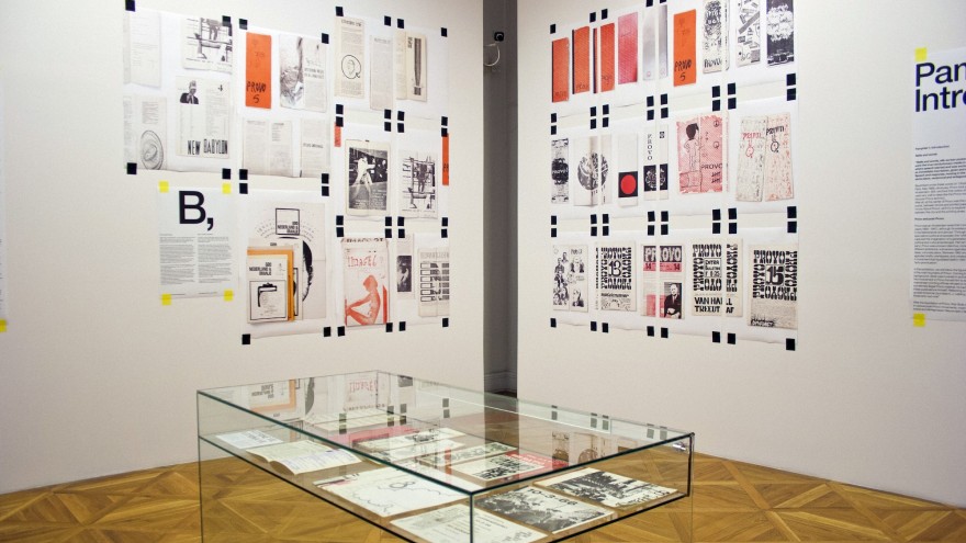 Exhibition (installation view, detail), curated and designed by Experimental Jetset for the Moravian Gallery, a museum in Brno (Czech Republic). Image: Moravian Gallery. 