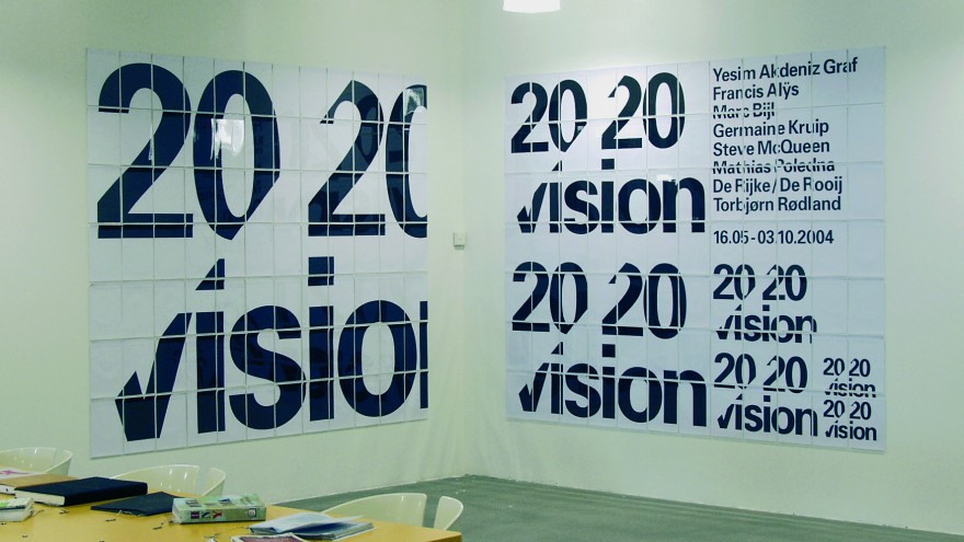 '20/20 Vision' / Title wall (installation view, detail) designed for SMCS (Amsterdam, NL), as part of the overall signage and graphic identity.