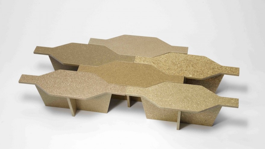 Particle boards from agricultural waste by Charles Job (designer); Bern University of Applied Arts, Ahmadu Bello University and University of Nigeria (partner universities); Patrick Kaiser (workshop and production), Nigeria/Switzerland.