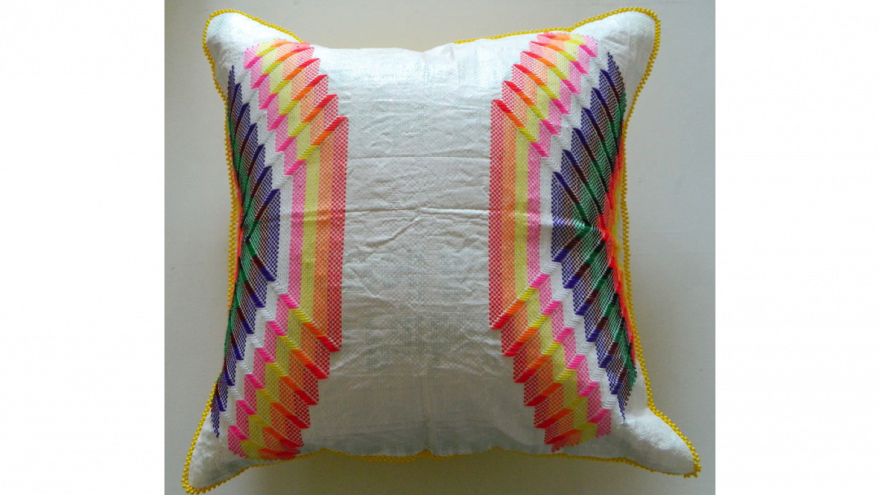 "Checks" Langazela cushion by Africa!Ignite. 