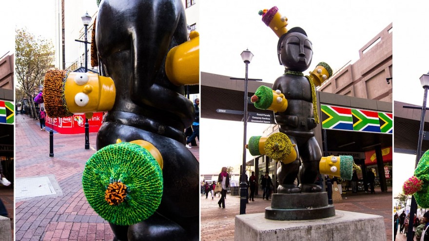 Yarn bombing in Cape Town by Isabeau Joubert. 