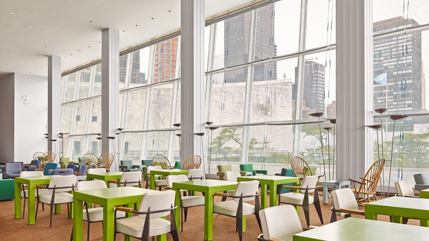 United Nations Delegates's Lounge interior by Hella Jongerius. 