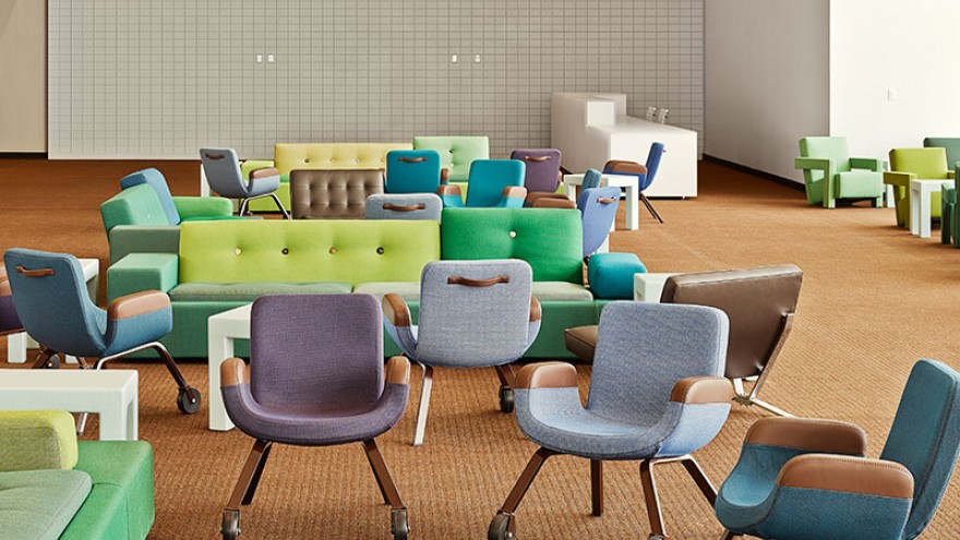 United Nations Delegates's Lounge interior by Hella Jongerius. 