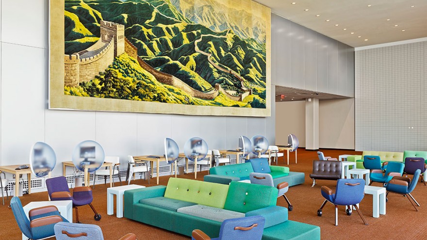 United Nations Delegates's Lounge interior by Hella Jongerius. 