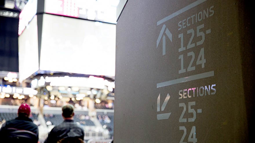 Brooklyn Centre signage, wayfinding and environmental graphics by Michael Bierut. 