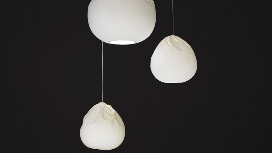 Semi-Wrinkled Washi lamp collection by Nendo. 