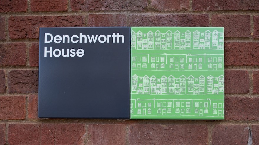 Wayfinding system for Stockwell Park Estate development in Lambeth, south London by Hat-trick. 