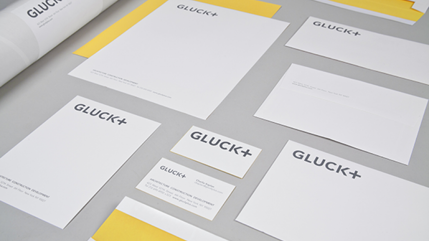 GLUCK+ visual identity and name by Eddie Opara. 