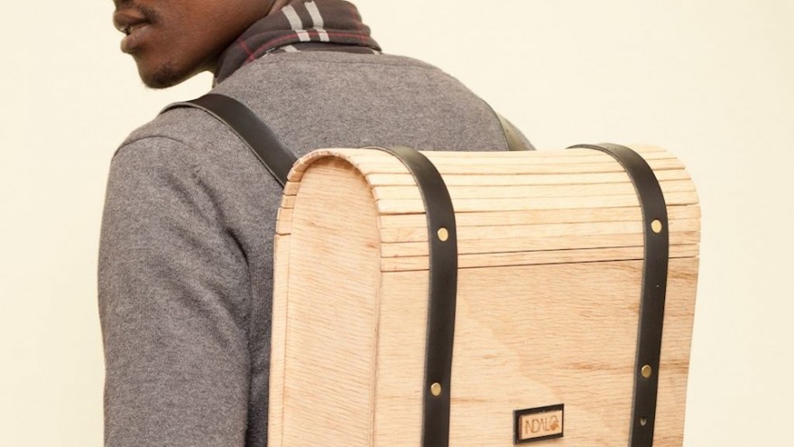 Umtwalo Wooden Backpack by Inga Gubeka. 