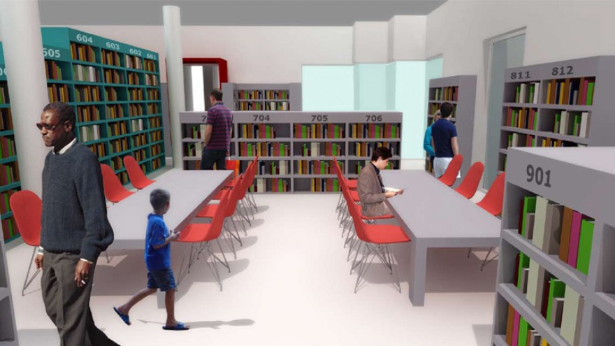 To cater for teens who might need to work on projects or study, Tsai proposes a reading room set up with long work tables. Image: Y Tsai Design. 