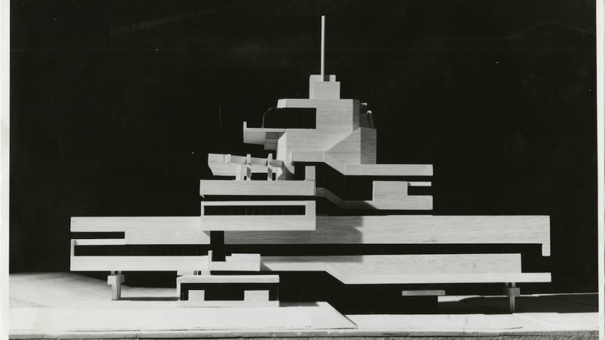 Photo of the model for the Town Hall of Terneuzen, the Netherlands, 1962, collection Het Nieuwe Instituut, BROX f1324, Van den Broek en Bakema Architects