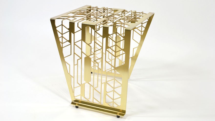 Bend table in brass by Leg Studios.