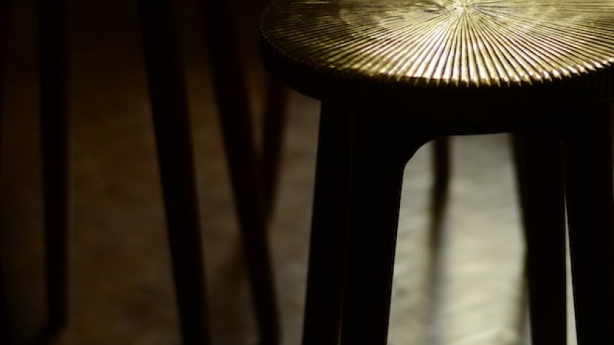 Tekku Brass stools by Ira Studio. 