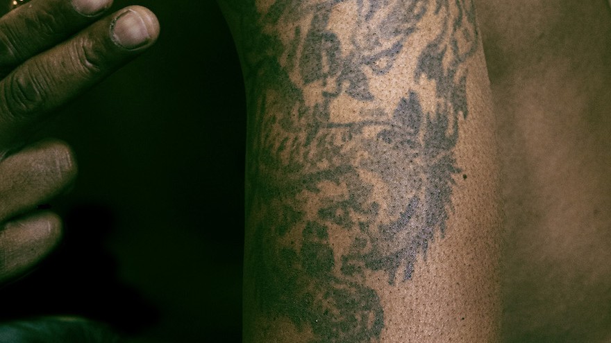 Close-up of Roger's tattoo.