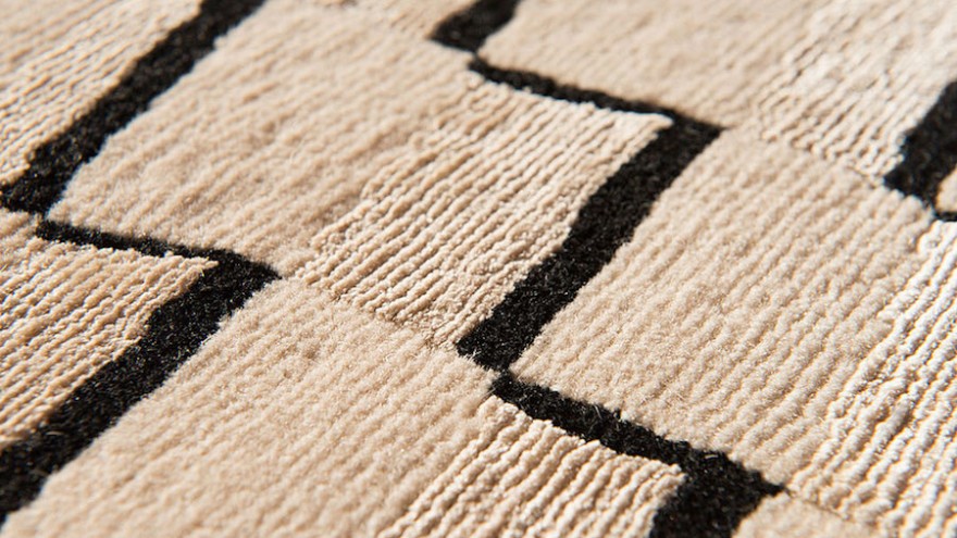 These wool and silk rugs are handmade in Nepal from patterns drawn by French design Florian Pretet.