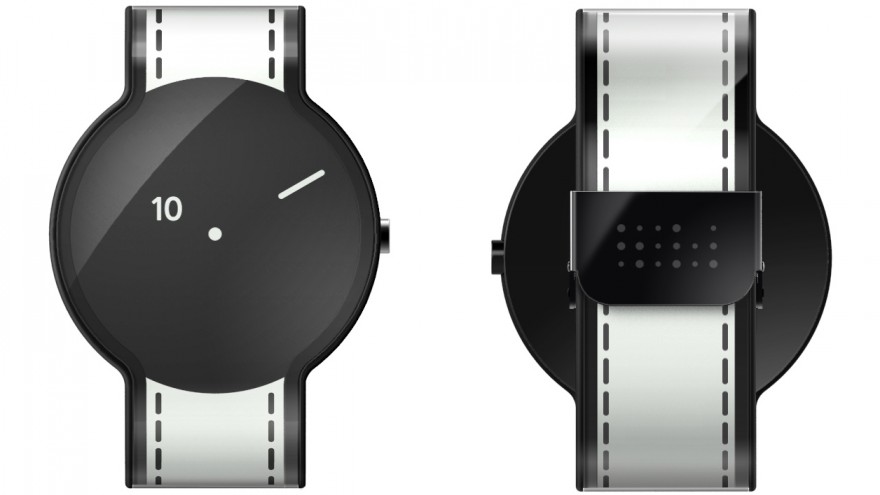 The FES Watch, made of electronic paper, is a blank canvas that displays a range of patterns activated by user gestures. 