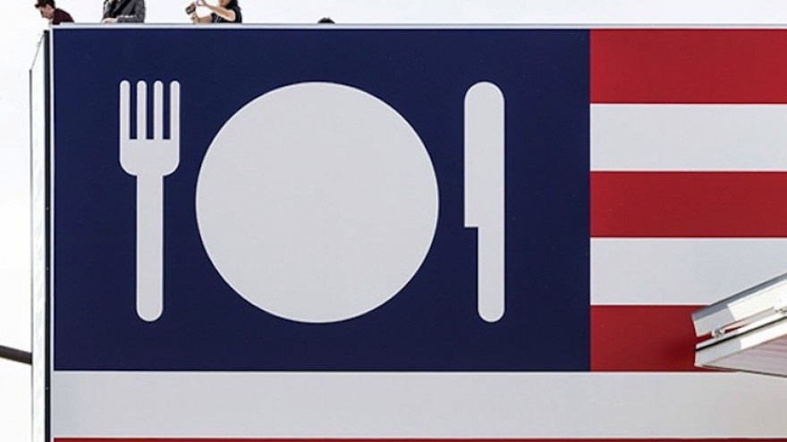 Pentagram partner Michael Bierut's identity and environmental graphic for the US Pavilion at Expo Milano 2015.