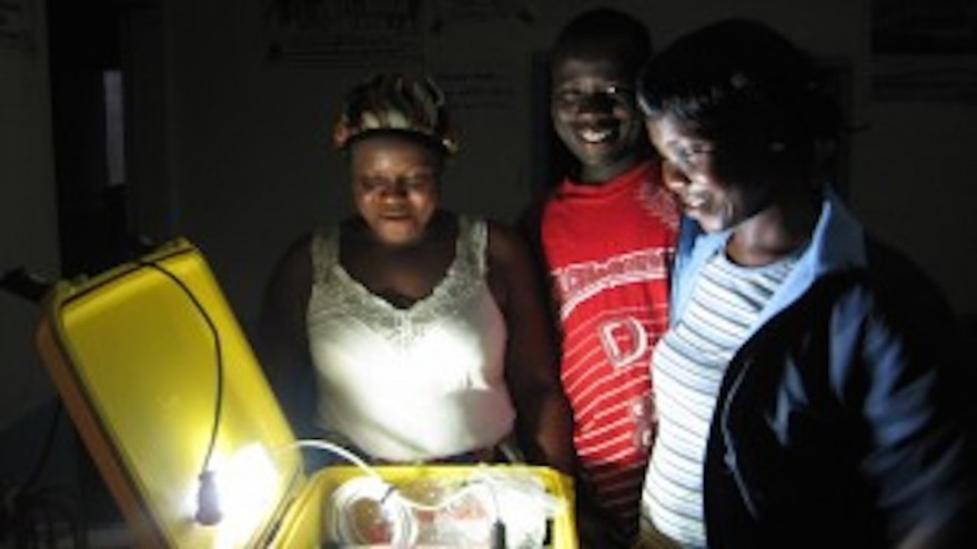 Solar Suitcase at night in Liberia