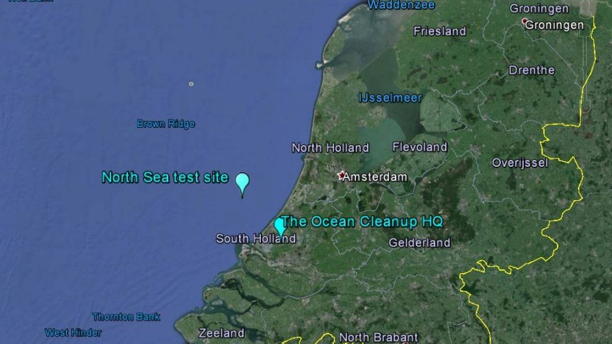Map of the North Sea testing site. Image: Ocean Cleanup