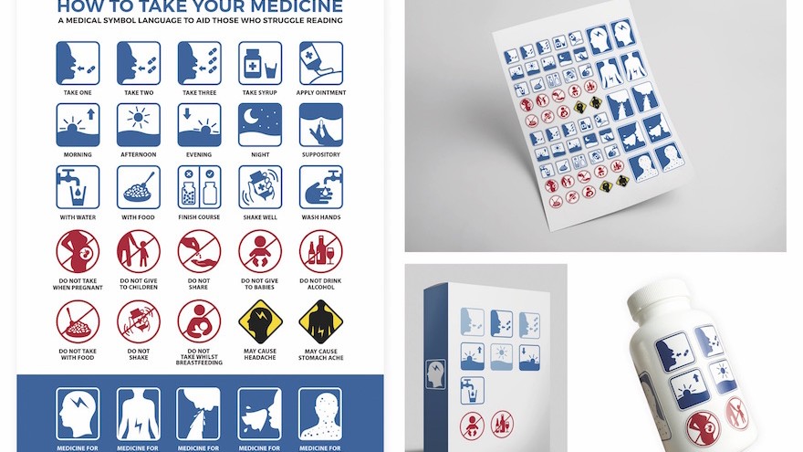 Graphic design student Jonathan Stannard has won an RSA Design Award for his medical symbol kit to help people in low literacy areas understand their medicines