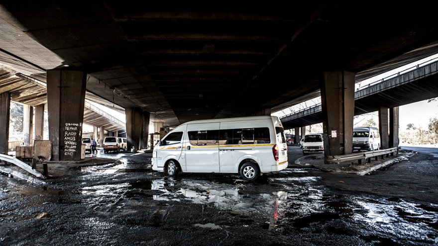 Taxi rank. "Wake up, This is Joburg" is a series of 10 books that tells the stories of the peculiar urban inhabitants of Johannesburg. Image: Mark Lewis