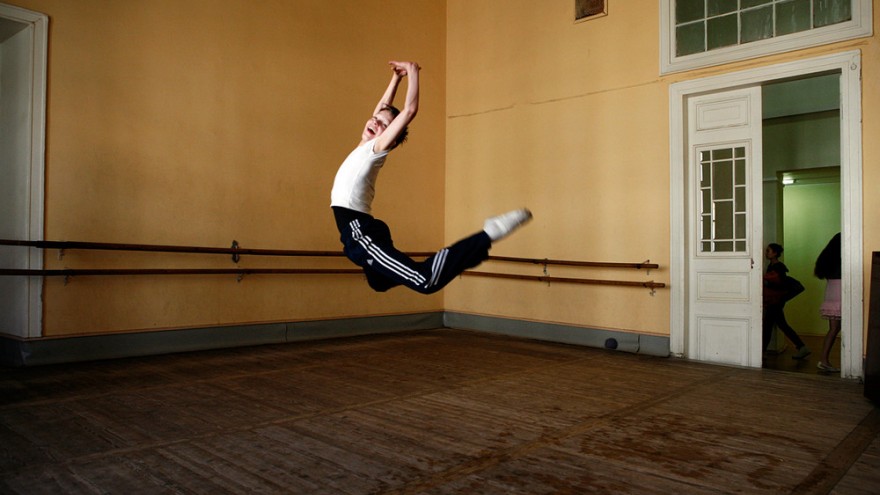 A boy practicing on his own