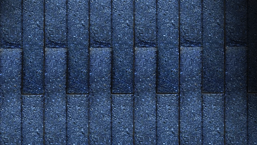 A wall of 'BlueBerry' bricks