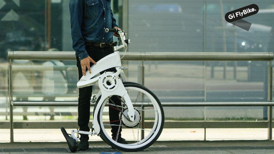 The Gi FlyBike folds in one second with one motion. 