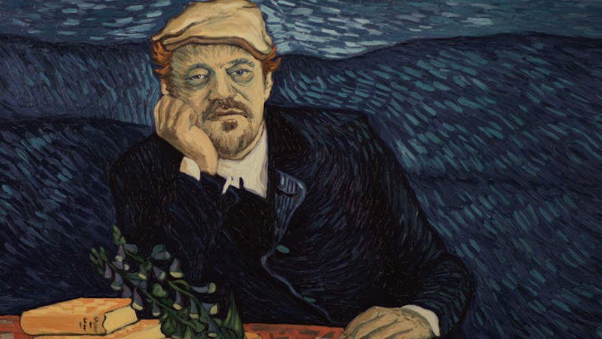 A frame from Loving Vincent, in Van Gogh's signature style