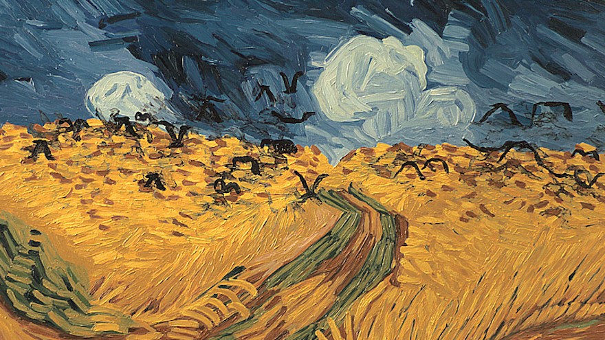 A frame from Loving Vincent, in Van Gogh's signature style