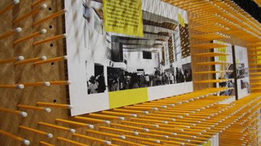 Sharing ideas using 16,800 pencils and 10,000 post-it notes at the Cape Town World Design Capital 2014 booth