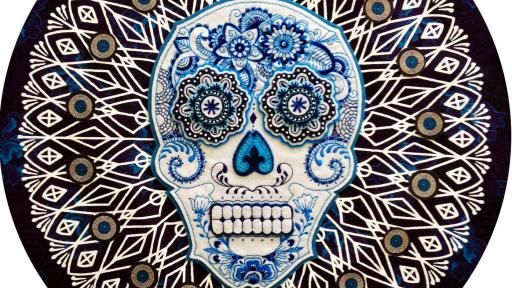 Calavera embroidered skulls. 