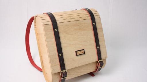 Umtwalo Wooden Backpack by Inga Gubeka. 