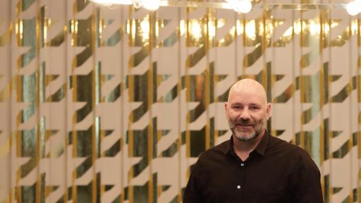 Haldane Martin underneath his new Tesla Chandelier at the LEON At CCIX showroom. Image: Henk Hatting. 