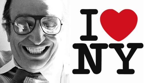 Milton Glaser and his I ♥ NY logo. Photo by Sam Haskins. Image: Phaidon.