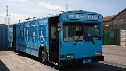 Lava Mae bus delivers dignity to the homeless with a hot shower. 