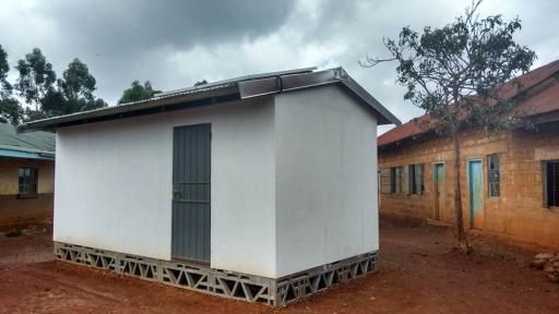 Aleutia's solar powered classroom fits on one flatbed truck. 