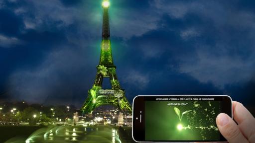  Artist Naziha Mestaoui is planning to grow a virtual forest on the Eiffel Tower that will be matched by a real one in the soil