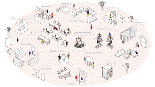 HÔTEL TRAVAIL is a new workspace concept for freelancers and nomadic employees by Design Academy Eindhoven graduate Shay Raviv.