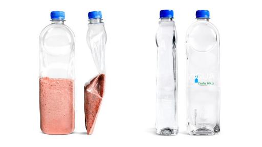 ‘A’Gua water bottles by Donald Thomson are custom-designed plastic water bottles that turn into roofing tiles when empty. 