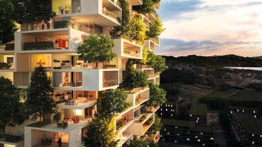 This firm's vertical forest is a sustainable contribution to a concrete city. 